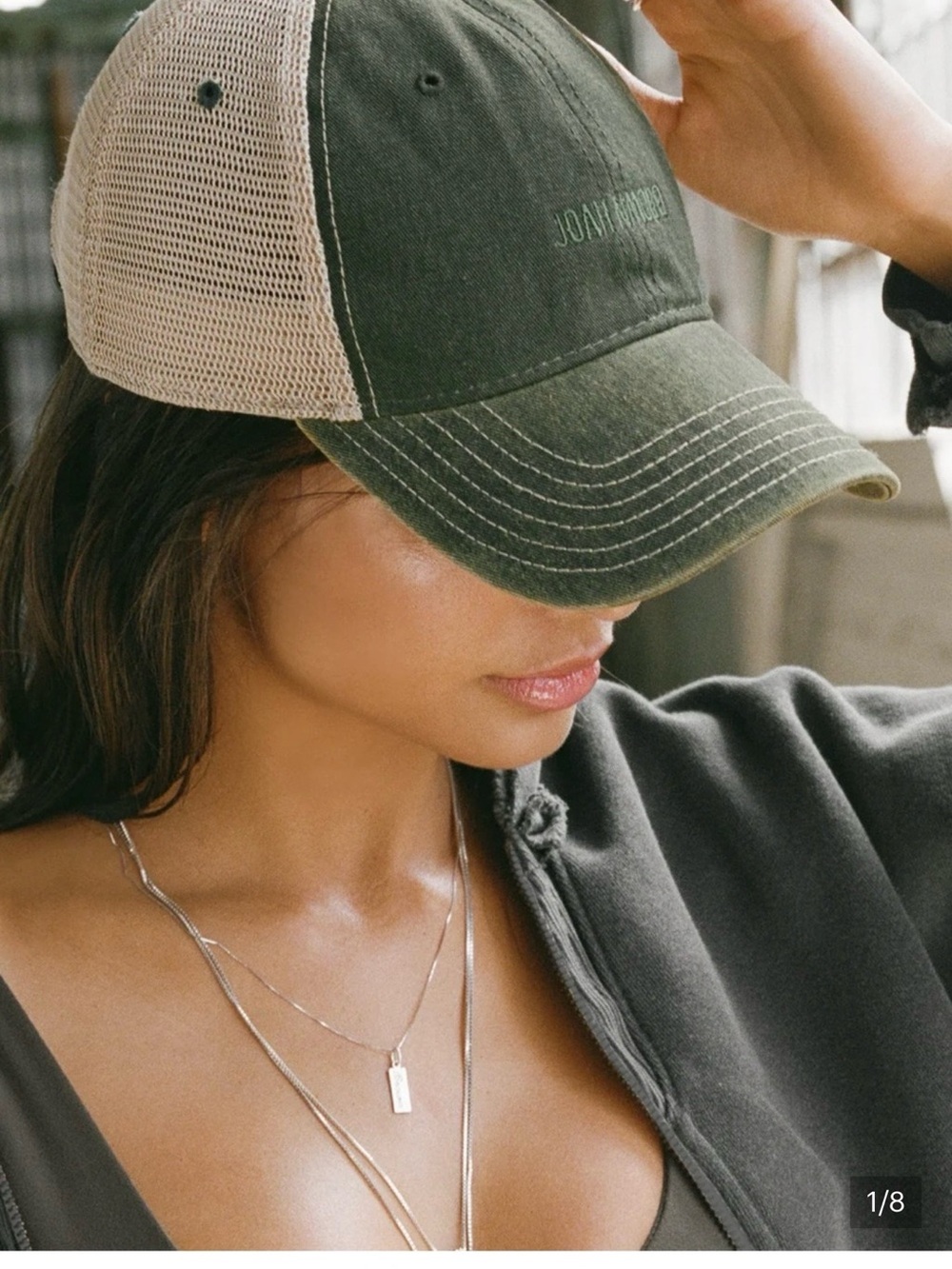 JOAH BROWN Green & Cream Trucker Cap